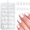 Lifextol 240pc Square Press on Nails Short Fake Nails Press ons with Glue&Adhesive Tabs, White Acrylic Nails Press on Nails Square Nail Tips Petite Glue on Nails False Nails Artificial Fingernails