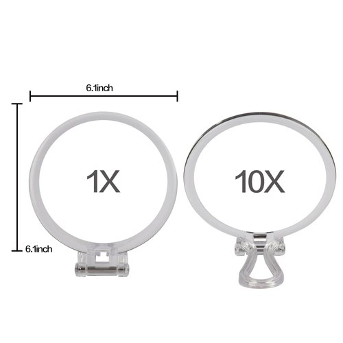 Miss Sweet Folding Hand Held Mirror with 10x Magnification & True Image, 6.1inch Travel Mirror (10X)