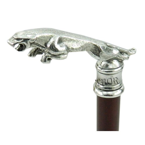 Jaguar Head Handle Victorian Look Wooden Walking Stick Vintage Cane