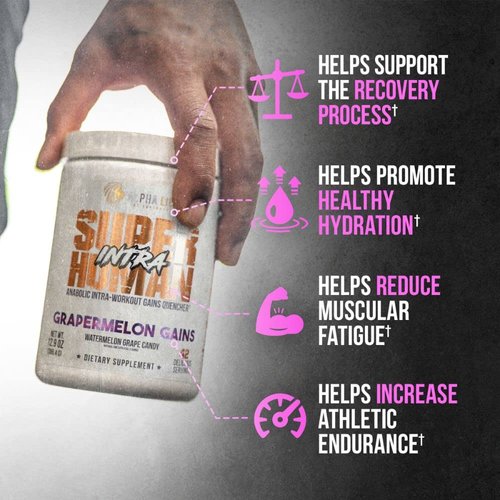 ALPHA LION Superhuman Intra Workout Powder for Men & Women, Amino Acids Drink, Muscle Recovery Supplement, BCAA Powder, Electrolytes & Hydration Mix (42 Servings, Watermelon Grape Candy Flavor)