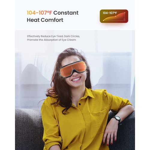 RENPHO Eyeris 1 - Heated Eye Massager for Migraines, Rechargeable Eye Mask Face Massager, Relax & Reduce Eye Strain Dark Circle Eye Bags Dry Eye Improve Sleep