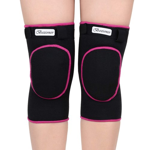 Bezioner Knee Pads Volleyball,Thick Sponge Anti-Slip,Dance Knee Pads for Women Yoga Basketball Football Youth Girls Black and Pink L
