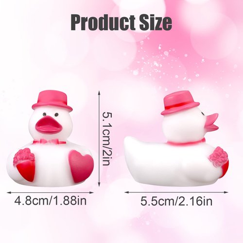 12pcs Rubber Ducks, Pink Valentine Rubber Ducks Bulk, Assorted Bath Ducky Toy Holiday Cow Ducks for Jeeps for Toddlers Kids Holiday Decor Party Favors