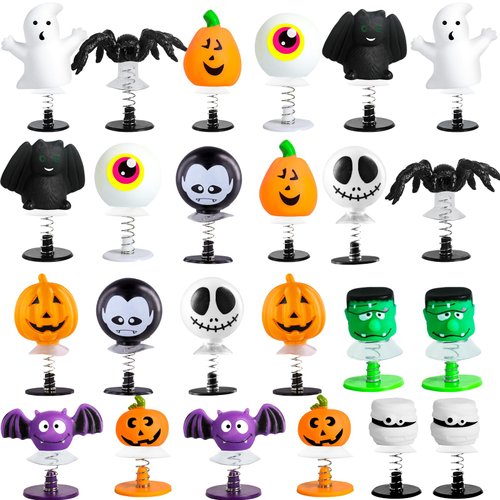 MGparty 24 Pcs Halloween Jumping Popper Spring Toys for Kids, Halloween Party Favors, Goodie Bag Stuffers, Pinata Fillers, Halloween Gifts for Boys Girls