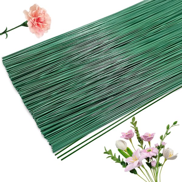 400 Pcs Floral Stem Wire,16 Inch 22 Gauge Bouquent Stem Wrapping Wire,Green Crafting Floral Flower Wrapped Wire,Flower Arrangements and DIY Crafts