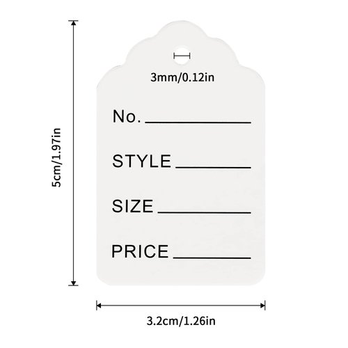 jijAcraft 1000Pcs Price Tags, White Clothing Tags for Retail, Small Kraft Paper Tags for Labeling Price, Size, Number, Writable Price Tags for Business Supplies Selling Jewlry, Clothes (2" X 1.3")