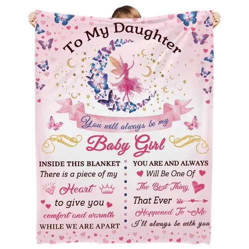 Daughter Gifts, Daughter Blanket From Mom and Dad, To My Daughter Blanket, Gifts for Daughter From Mom Ideas, Daughter Birthday Gifts, Birthday Gifts for Daughter Adult Christmas (Babygirl, 50x60")