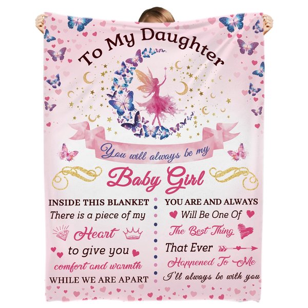 Daughter Gifts, Daughter Blanket From Mom and Dad, To My Daughter Blanket, Gifts for Daughter From Mom Ideas, Daughter Birthday Gifts, Birthday Gifts for Daughter Adult Christmas (Babygirl, 50x60")