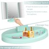 deweisn Tri-Fold Lighted Vanity Mirror with 21 LED Lights, Touch Screen and 3X/2X/1X Magnification, Two Power Supply Mode Make up Mirror,Travel Mirror (Green)