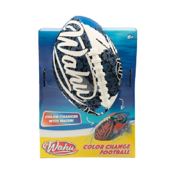 Wahu 100% Waterproof Color Change Beach Football with Real Laces for in and Out of Water Play, 9" Outdoor Football for Pool and Beach Games, Red