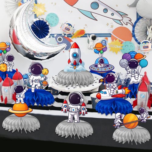 9 Pcs Space Birthday Decorations Space Centerpieces for Tables Space Themed Party Decorations Space Party Favors