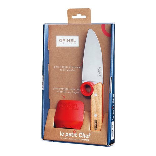 Opinel Le Petit Chef Knife Set, Chef Knife with Rounded Tip, Fingers Guard, For Children, Teaching Food Prep and Kitchen Safety, 2 Piece Set, Made in France