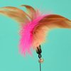 Cat Feather Wand Necklace, Colored Cat Feather Funny Cat Feather Wand Cat Feather Collar Toys Interactive Cat Feather Toy Cat Feather Wand Collar Funny Cat Stick Feather Wand Toy with Bell (Pink)