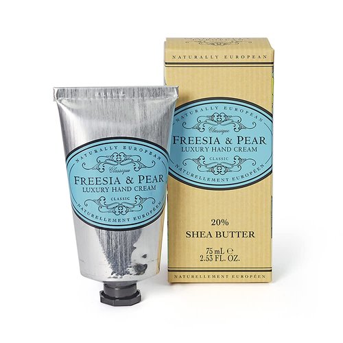Naturally European Freesia & Pear Luxury Hand Cream Boxed 20% Shea Butter - 75ml | Combats Dry Skin For Those Hardworking Hands | Hand Cream, Hand Cream for Very Dry Hands, Shea Butter