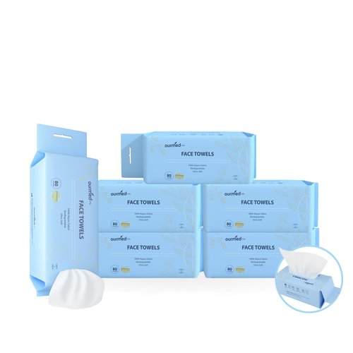 Ourmed Life Face Towels - Versatile Disposable Biodegradable Cloths for Sensitive Skin | Lint-Free Facial Tissue for Cleansing, Skincare, Makeup Removal & Dry Wipes, 480 Count