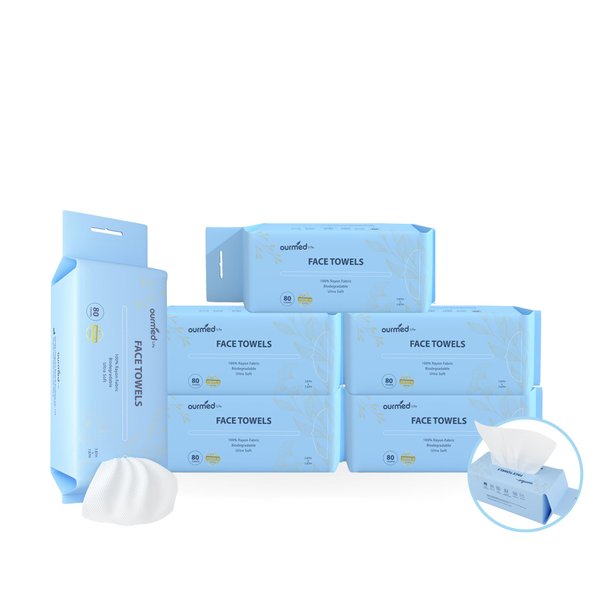 Ourmed Life Face Towels - Versatile Disposable Biodegradable Cloths for Sensitive Skin | Lint-Free Facial Tissue for Cleansing, Skincare, Makeup Removal & Dry Wipes, 480 Count