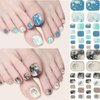 8 Sheets Toe Nail Stickers Diamond Flower Full Nail Wraps Glitter Toenail Nail Polish Strips Marble Decals Colorful Sparkly Rhinestones Toe Nail Wraps Toes Nails with 8pcs Nail file for Women Manicure