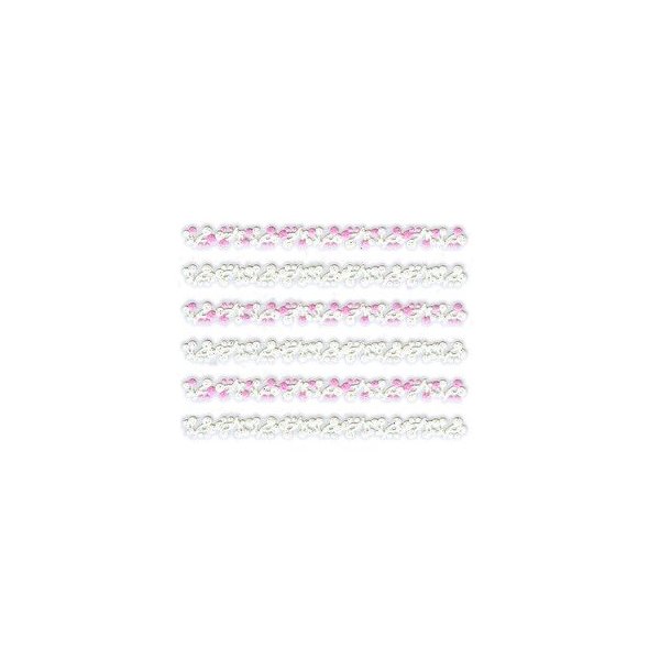 White & Pink Cherry Floral Trim Strip Nail Stickers/Decals