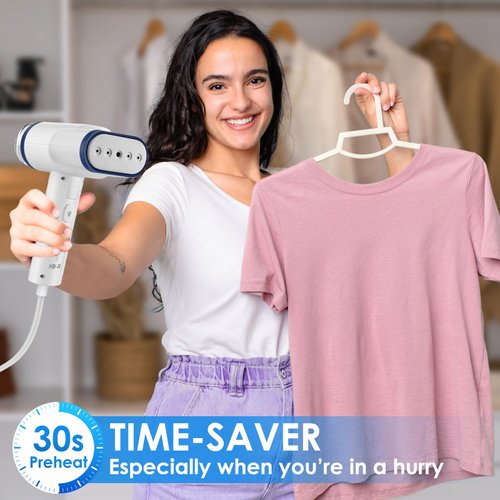 HOMETOP Handheld Steamer for Clothes, 2 in 1 Foldable Garment Steamer, 30s Heat-up, 1300W Powerful Fabric Wrinkles Remover with Brush, Portable Steam Iron for Office, Home and Travel