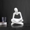 AMAHPSPE Thinker Statue Reading Women Figurine Abstract Art Sculpture Home Decor Modern White Decor Accents White Thinker Figurines for Living Room Shelves Bookshelf Office Shelf Desktop Decor