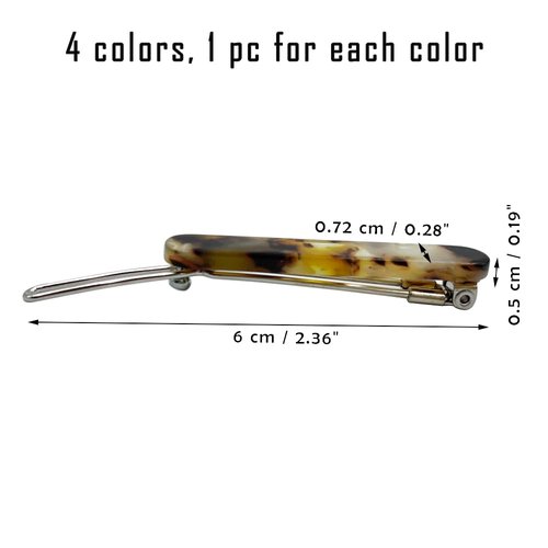4Pcs French Barrettes Leopard Print Small Barrettes for Fine Hair Acetate Hair Barrettes Side Slide Hair Barrettes for Women
