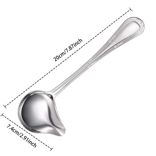 Small Ladle Gravy Ladle Drizzle Spoon 18/10 Stainless Steel Saucier Sauce Soup Spoon for Spooning Gravies and Sauces (2 Pieces)