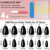 LoveOurHome 240pc Almond Press on Nails Short Fake Nails Black Glue on Nails Short Almond Nails Press ons Acrylic Nail Full Cover Artificial Fingernail XS Stiletto False Nail with Adhesive Tabs