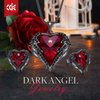 CDE Women Jewelry Set Embellished with Crystals from Swarovski Dark Red Pendant Necklace and Studs Earrings Love Heart Pendant Angel Wing Necklace Women Jewelry Gift for Mothers Day