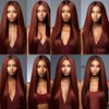 Reddish Brown Straight Bundles Human Hair Copper Red Brown Bundles Color 33 Human Hair Aubuwn Straight Bundles Double Weft Brazilian Remy Hair Extensions for Black Women (22 22 22 Inch 3 Bundles)