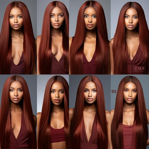 Reddish Brown Straight Bundles Human Hair Copper Red Brown Bundles Color 33 Human Hair Aubuwn Straight Bundles Double Weft Brazilian Remy Hair Extensions for Black Women (22 22 22 Inch 3 Bundles)