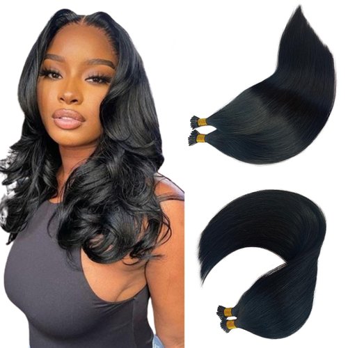 I Tip Balayage Real Hair Extensions 16 Inch Itip Human Hair Extensions Ombre Brown Roots to Ash Brown with Bleach Blonde Highlight Keratin I Tips Pre Bonded 100 Strands