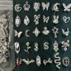 Silver Nail Charms for Acrylic Nails,30 PCS Mix Styles Nail Gems Shiny Pearl Alloy Nail Rhinestones Flower Butterfly Heart Star Snake Rabbit Charms for Nails Art DIY Design