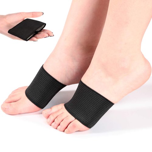 Geyoga 2 Pairs Compression Arch Support Sleeves, Sports Bandage Plantar Fasciitis Support Orthotics Foot Wrap for Flat Feet, Heel Spurs, Plantar Fasciitis Brace for Men and Women, Black