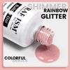RARJSM Nude Rubber Base Gel Nail Polish Rainbow Glitter Sheer Light Pink Rubber Base Gel for Nails Iridescent Brush on Quick Extend Builder Hard Gel Soak Off Curing Requires 15ml French Manicure