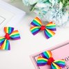 Whaline 6Pcs Gay Pride Day Rainbow Hair Bow with Clip Grosgrain Rainbow Hair Pins Bow Hair Barrettes Holiday Hair Accessories for Girls Women Wedding Birthday Gifts