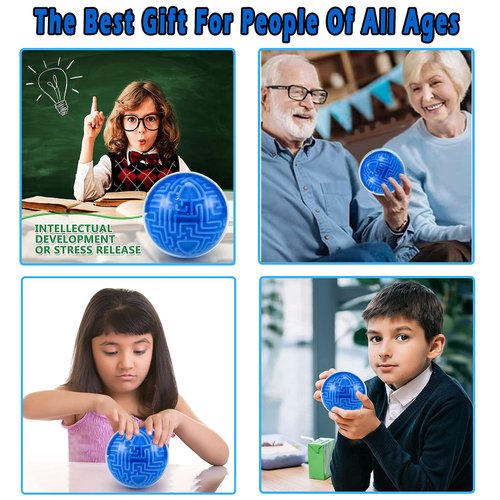 1 Pack 3D Puzzle Maze Ball Magic Brain Teasers Games Memory Sequential Gravity Puzzle Cube Balls Educational Toys for Kids Teen & Adults Birthday Christmas Stocking Stuffers Gifts, Hard Challenges