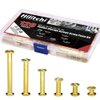 Hilitchi 60-Sets M5 x 5/10 / 15/25 / 35/45 Golden Phillips Chicago Screw Binding Screws Posts Assortment Kit for Scrapbook Photo Albums Binding and Leather Saddles Purses Belt Repair -