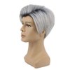 MIPPER Men's Gradient Color 11'' Short Straight Wig Black Hair Roots to Silver Gray Halloween Cosplay Costume Wig