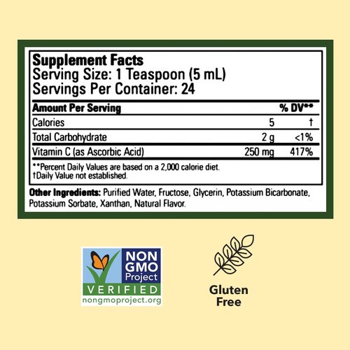 CHILDLIFE ESSENTIALS Liquid Vitamin C - Immune Support, Vitamin C Liquid, All-Natural, Gluten-Free, Allergen Free, Non-GMO, High in Antioxidants - Orange Flavor, 4 Fl Oz Bottle (Pack of 2)