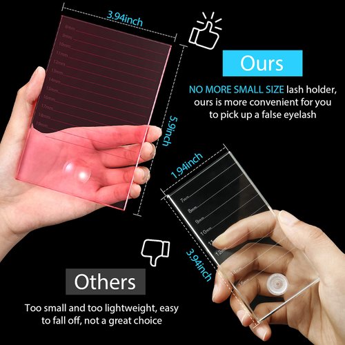 Maitys Lash Tile Glass Pallet Eyelash Crystal Pallet Bigger Size Eyelash Extension Pallet False Lash Tray Strip Adhesive Glue Holder for Eyelash Extensions(5.9 x 3.94 x 0.31 Inch,Pink)