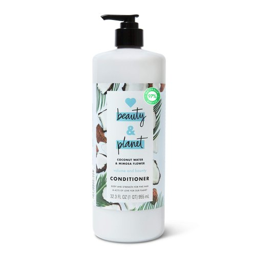Love Beauty and Planet Volume and Bounty Thickening Conditioner Coconut Water and Mimosa Flower Hair Thickener Products for Fine Hair Silicone-Free, Vegan, 32.3 oz
