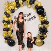 2025 New Year Balloon Arch Party Decorations, 18" 10" Black and Gold Balloon Garland Arch with Happy New Year Banner for 2025 New Year Party Decorations NYE Party Supplies 2025
