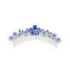 Faship Blue Rhinestone Crystal Floral Hair Comb