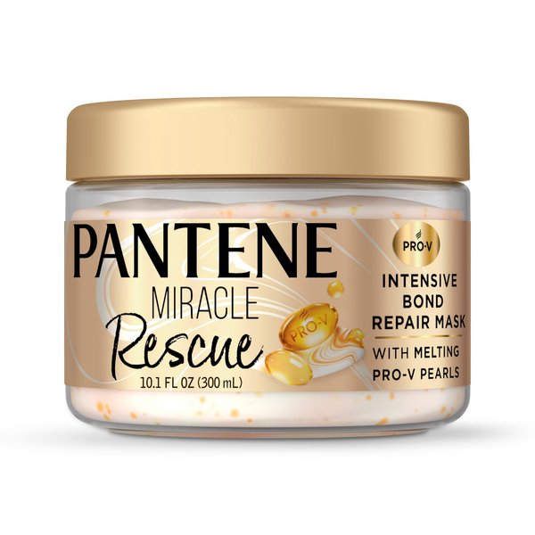 Pantene Miracle Rescue Hair Mask, Intensive Bond Repair with Melting Pro-V Pearls, Melts Away Damage, Builds Bonds, Strengthens Against Damage, Deep Conditioning for Dry Damaged Hair, 10.1 fl oz