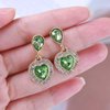 Sttiafay Vintage Emerald Heart Earrings Emerald Cz Teardrop Earrings Rhinestone Heart Drop Earrings Green Gemstone Stud Earrings Jewelry for Women(Green)