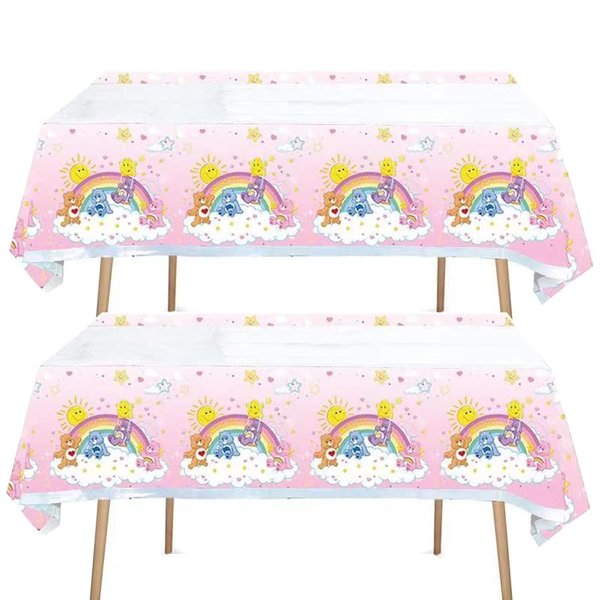 taimowei 2pcs Care Cute Bear Party Supplies Tablecloth Pack Plastic Table Covers for Kids Care Cute Bear Theme Birthday Party Decorations 70x42.9 inch