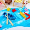 Minatee 25 Pcs Beach Miniature Dollhouse Decoration, Umbrella Palm Chair Miniature Toys Garden Decorations Dollhouse Outdoor Accessories Beach Decorations for DIY Garden Plant Pool (Red, Yellow)