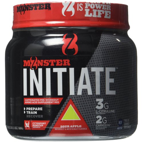 Cytosport Monster Initiate Nutritional Drink, Pre Workout Powder, Sour Apple Flavored, 600 Gram (30 Servings)
