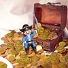 100 Pieces Plastic Pirate Gold Coins Set - Play Treasure Gold Coins for Pirate Themed Party, St. Patrick's Day, Treasure Hunt Game, Halloween and Novelty Party Favor