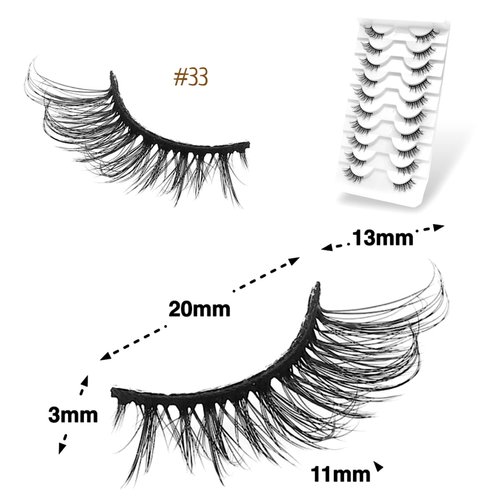 CB Value Pack 20 Pairs/ 2 Trays 3D Fluffy Half Lash Strip, 3/4 Length Cat-Eye False Eyelashes, Black Band Natural Look Wispy Soft Strip Lashes, Multiple Styles, 33 x 2 Trays